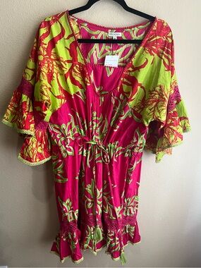 Moda Posa
Pink & Lime Floral Tie-Waist Dress